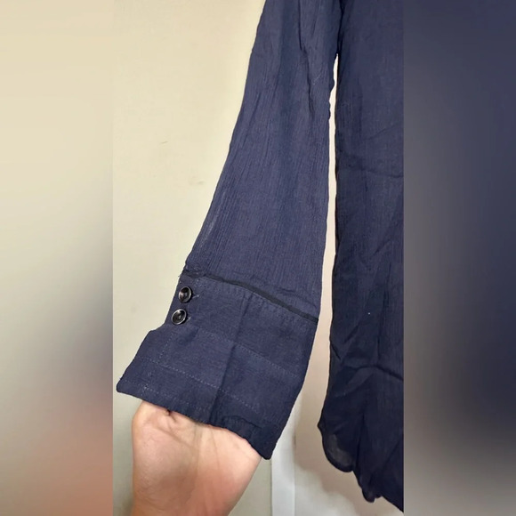 NWT Free People Midnight Navy Amore Gauze Button Down Shirt Size Small - Picture 6 of 13